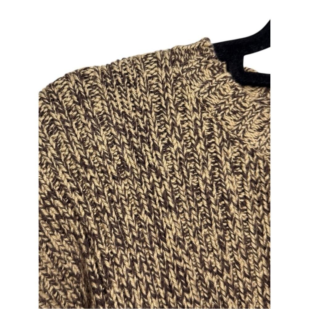 J. Crew Brown Tan Marled Neutral Cotton Knit Sweater - Large - Picture 6 of 8